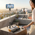 4 In 1 R1SL Selfie Stick Featuring A Bluetooth Remote, Tripod Stand, Light And Retractable Mobile Holder - With Light
