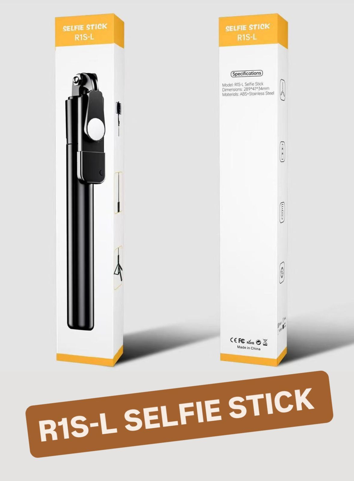 4 In 1 R1SL Selfie Stick Featuring A Bluetooth Remote, Tripod Stand, Light And Retractable Mobile Holder - With Light