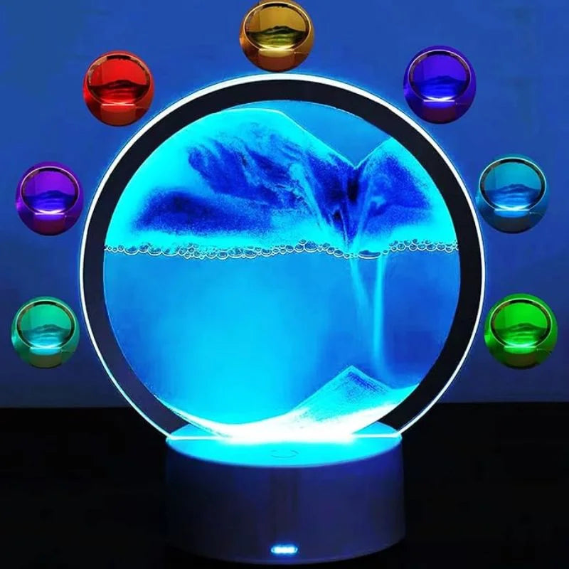 3D Moving Sand Art LED Lamp | Flowing Sandscape Painting Display | USB Decorative Table Lamp for Home & Office | Random Color